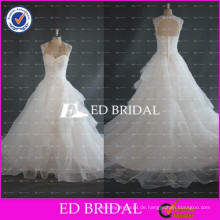 ED Bridal Real Sample Cap Ärmel Schlüsselloch Zurück Ballkleid Organza Brautkleider